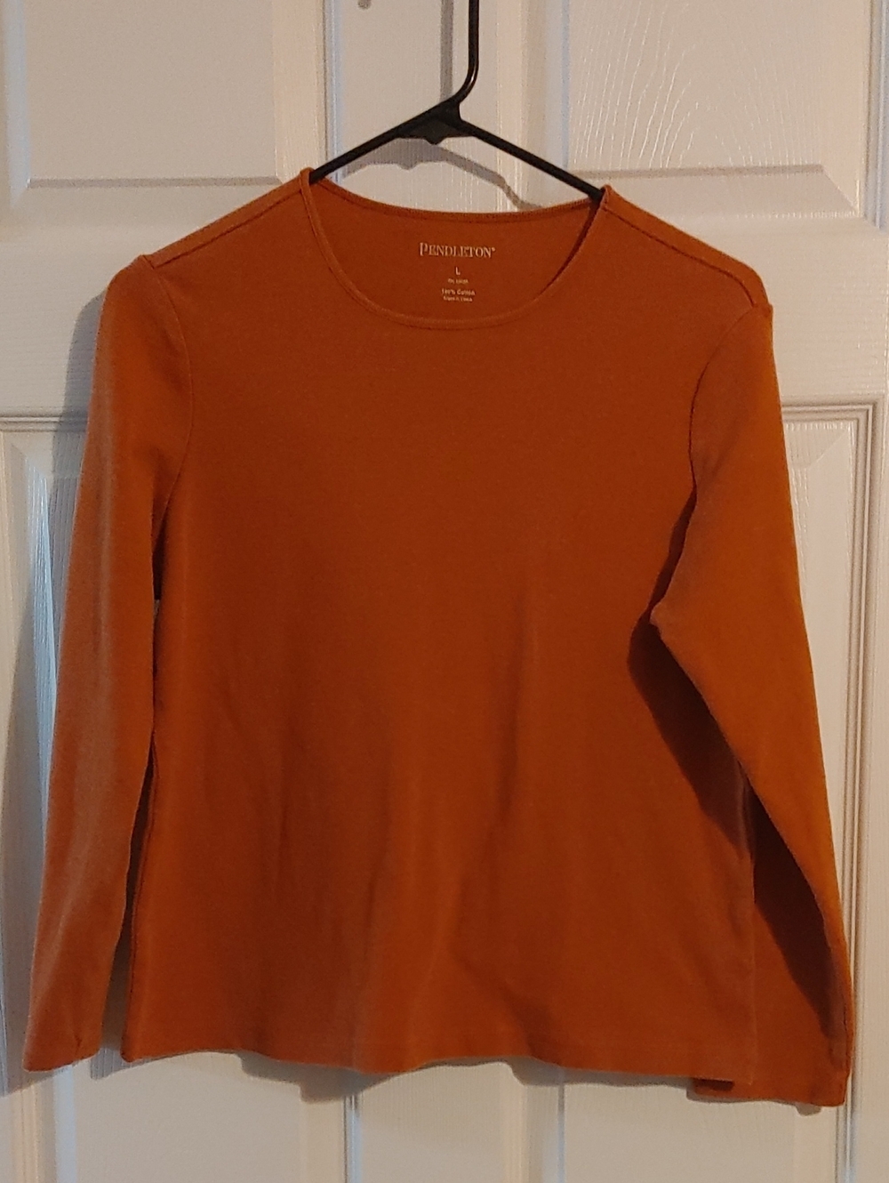 Pendleton Casual Long-Sleeve Crew Tee in Burnt Orange Women's Sz Large